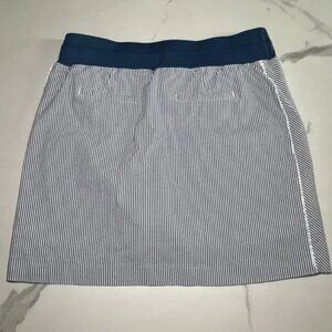 Tribal Blue and White Striped Pull On Stretch A-line Skort, Size 10